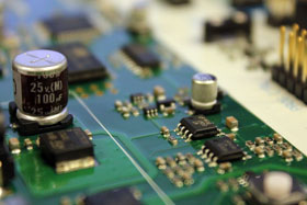 Closeup photo of a circuit board