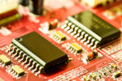 Close-up picture of chips on a circuit board