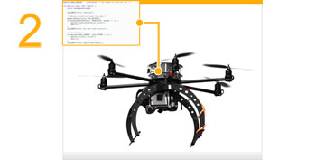 Screenshot of code with a line pointing to a hexacopter.